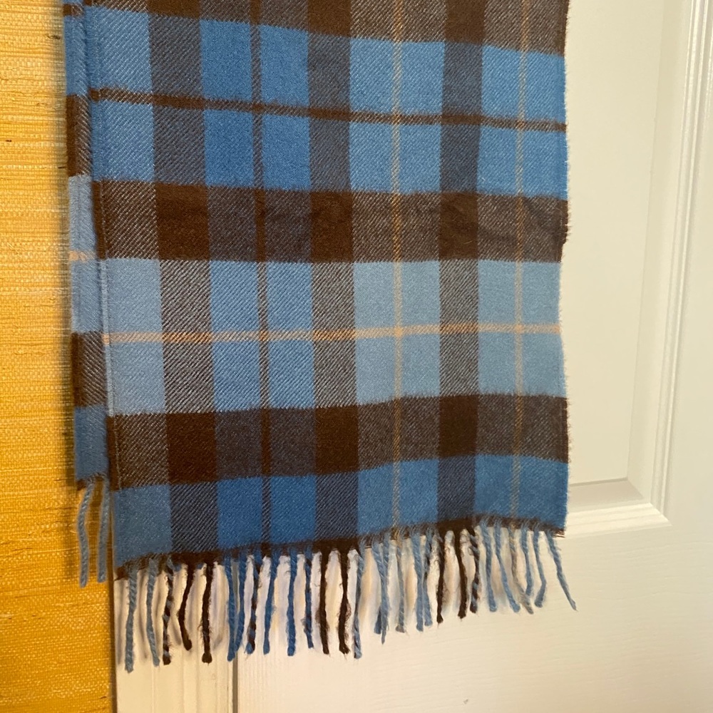 Alpaca 111 - 100% Alpaca Brown/Blue Plaid Scarf